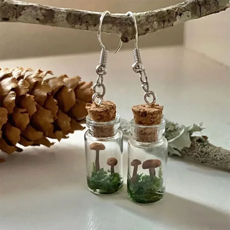 Preserved Moss Sheet - Real Mushroom Earrings Jar/Bottle Mushroom Glass